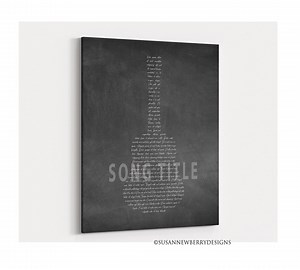 Guitar Shape Song Lyrics Wall Art Print or Canvas Wall Art - Etsy