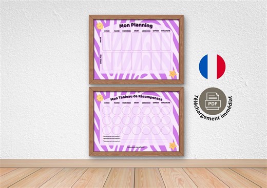 Purple Zebra Planning and Reward Chart Duo | Organization & Motivation Kit | Children's Educational Tool - Etsy