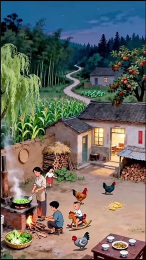 Peaceful Village Evening | Nostalgic Childhood Memories | Serene Countryside Life Animation 🌾🏡