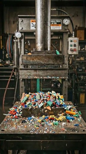 Hydraulic press crushing colorful resin models and small toys #shortsfeed