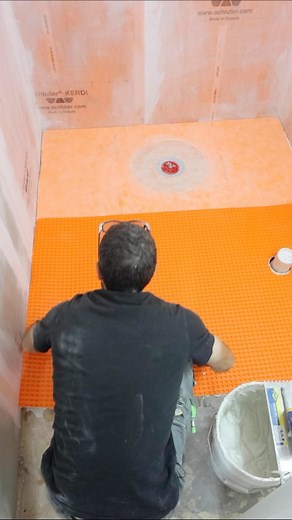 Home Repair Tutor on Instagram: "How to install DITRA for curbless showers…I chose DITRA XL because it’s 5/16” thick. This made it even with the height of the shower pan. Bottom line, always think through the details before buying supplies for your curbless shower. This full tutorial series is available inside our Video Library for Gold and Platinum members at homerepairtutor.com 🔥#curblessshower #showerremodel #bathroomremodel #homerenovation"