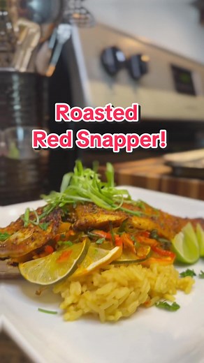 🔥 OVEN ROASTED RED SNAPPER 🔥 (Check out the full video tutorial on my YouTube channel by clicking the link in my bio!) So this dish is definitely one for the grown and sexy…. OR for the rest of us who just love to eat lol. And before I get into how delicious this was, PUHHHLEASEEE don’t let the head of this fish deter you from missing out on some good eating, you can simply cut it off yourself, have your fishmonger do it, OR you can grow up and leave it on! Lol, I’m just kidding about the grow