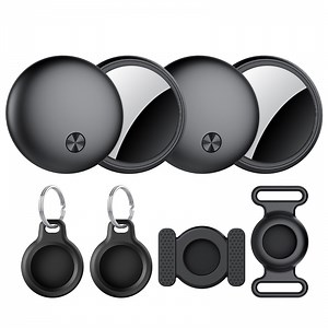 Air Tracker Tag, Bluetooth Item Finder-4Pack, Bluetooth Tracker Compatible with Apple Find My (iOS Only), Replaceable Battery, IP68 Waterproof, Item Locator for Keys/Wallets/Bags Black, FCC Approved