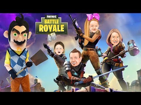 FORTNITE IN REAL LIFE vs HELLO NEIGHBOR in Real Life in Huge Box Fort! Juggernaut Nerf Battle!
