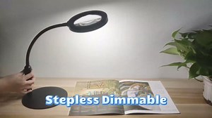 30X 10X Magnifying Glass with Light and Stand, 5 Color Modes Stepless Dimmable, Optical Grade HD Lens, LED Lighted Magnifier Hands Free with Flexible Gooseneck for Close Work, Craft, Hobby, Painting