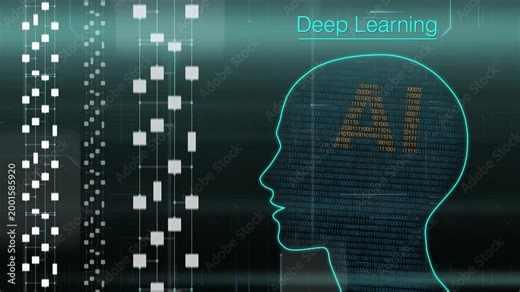 AI Data Visualization. Digital Neural Network Visualization With Binary Code Overlay And Data Streams