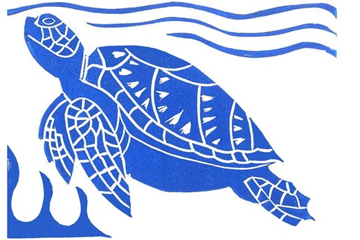 Blue Sea Turtle Block Print Cards, Handmade Greeting Cards, Set of 4 - Etsy