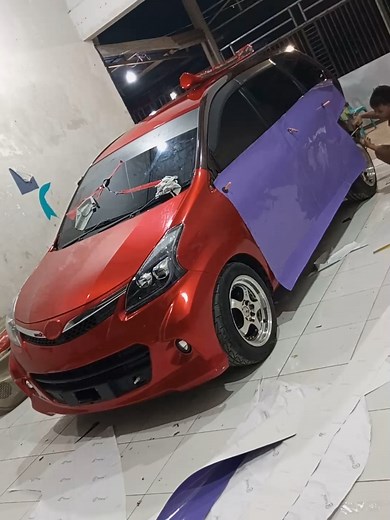 Full Body Sticker Installation on Toyota Avanza Veloz - Red Candy Finish