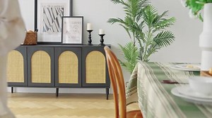 JAYDEN CREATION Roderick Oak 63 in. Wide Sideboard with Wood Legs SBSD0747-OAK