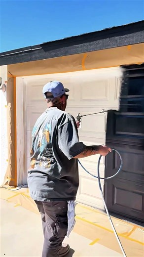 White Garage Door to Dark Black Transformation 😮‍💨🎨 #asmr