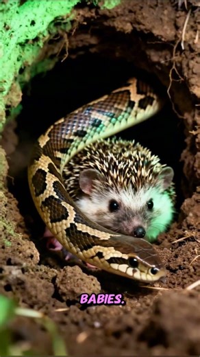Mother Hedgehog vs Snake 🦔🐍 Brave Mom Protects Her Babies | Wildlife Encounter #Shorts