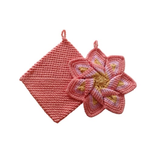 Crochet Potholder Set, Star Flower Trivet, Pastel Kitchen Decor - Etsy