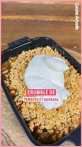 C'est vraiment LA recette qui mettra tout le monde d'accord cet été : le crumble aux tomates cerises et burrata ! Impossible de ne pas l'aimer 😍 Ingrédients : 1500g Tomates cerises 4 Gousses d’ail 100g Farine 100g Beurre pommade 60g Chapelure 40g Parmesan 4 cuil. à soupe Huile d’olive 3 cuil. à soupe d'Origan 1 Burrata Sel Poivre #recette #burrata #crumble #tomate #recettefacile #été | Cuisine Actuelle
