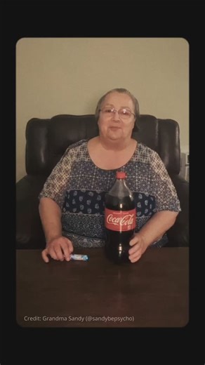 Subtle Foreshadowing ✨📹 on Instagram: "The Mentos/Coke Experiment of Grandma Sandy (@sandybepsycho) with REMASTERED AUDIO ⚠️ If you are the original owner, you can request to be credited or ask me to remove the video. This meme is transformative and created under fair use for humor, commentary, and parody. All rights to original content belong to their respective owners. No copyright infringement intended."