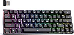 DIERYA DK63 60% Wireless Mechanical Gaming Keyboard | Bluetooth/2.4G/Wired | RGB Backlit | Anti-Ghosting Compact 63-Keys Mini Keyboard | with Blue Switch | for Windows Laptop PC Gamer Typist-Black