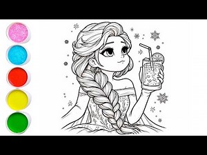 Cute Elsa Frozen Drawing for kids, Painting & Coloring for kids, Toddlers | Let's Draw Together