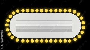 Theatre Showtime Sign with Light Bulbs Cinema in Alpha Channel