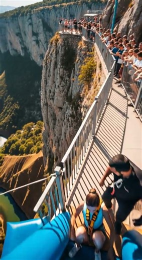20-meter slide launch! She landed perfectly Epic splash moment #waterslide #summerfun #adventure