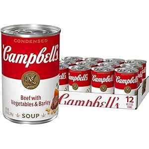 Campbell's Condensed Beef Soup With Vegetables and Barley, 10.5 oz Can (12 Pack)
