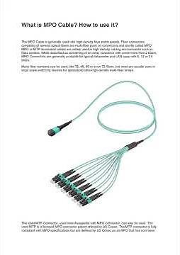 What is MPO Cable? What is MTP Connector?