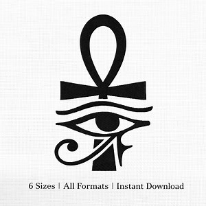 Ancient Egyptian Ra Eye Machine Embroidery Design, Ankh and Eye of Horus Embroidery File, Instant Digital Download - All Formats - 6 Sizes - Etsy