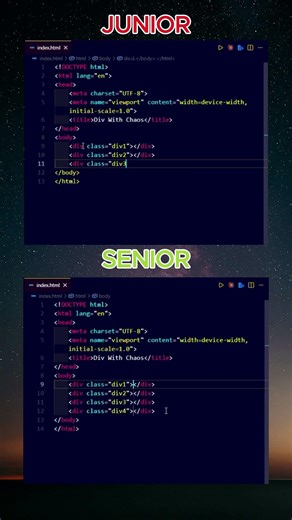 Junior vs Senior: Creating 4 Divs in HTML 😱