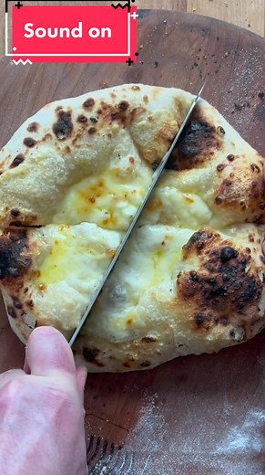 watm bread with hot cheese. #pizza #bakingsteel #asmr