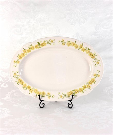 Nikko Jonquil Oval Serving Platter | Yellow Floral Ceramic Dinnerware | Vintage Japan Dish - Etsy