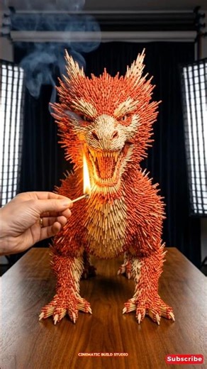 The Legend Comes to Life! 🐲🔥 50,000 Matchsticks Dragon | #matchstickart #ai #shorts