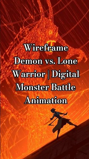 Wireframe Demon vs. Lone Warrior | Digital Monster Battle Animation