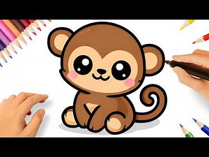 HOW TO DRAW A CUTE KAWAII MONKEY EASY 🐵