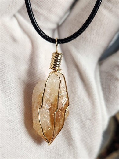 Citrine Crystal Necklace | Raw Citrine Wire Wrapped Pendant | Golden Healing Quartz Jewelry | Abundance Stone Necklace - Etsy