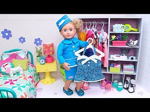 Doll pilot evening routine with dress and make up after travel! Play Dolls collection