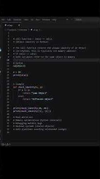 Python id() Explained 🔥 Same Value but Different Memory? 😳 | is vs == #hitcodear #coding | id()