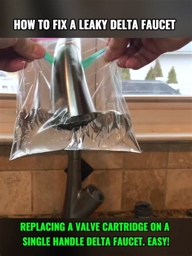HOW TO FIX A LEAKY DELTA FAUCET - Replacing a Valve Cartridge on a Single Handle Delta Faucet. Easy!#tip #buid #toilet #diys #forryou #trends #fyp