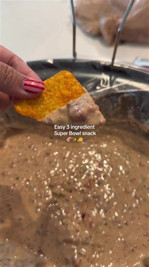 Easy 3 ingredient queso dip Perfect Super Bowl snack 🏈 . #superbowl #fyp #snack