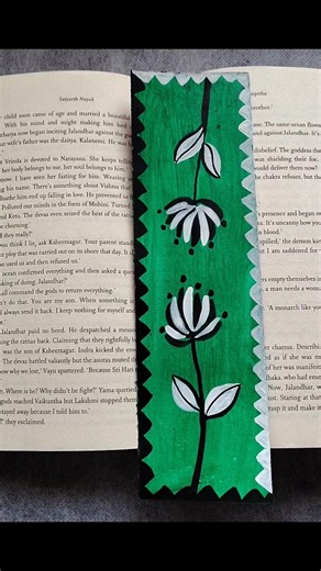 boho style aesthetic black+green+white bookmark| easy diy bookmark ideas| boho art|abstract painting