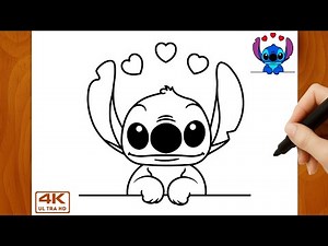 كيف ترسم ستيتش كيوت خطوة بخطوة | رسم سهل | تعليم الرسم للمبتدئين | How to draw cute Stitch
