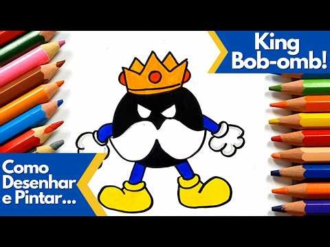 Como Desenhar e Pintar King Bob-omb de Super Mário