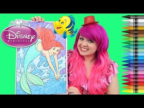 Coloring Ariel The Little Mermaid GIANT Coloring Page Crayons | COLORING WITH KiMMi THE CLOWN