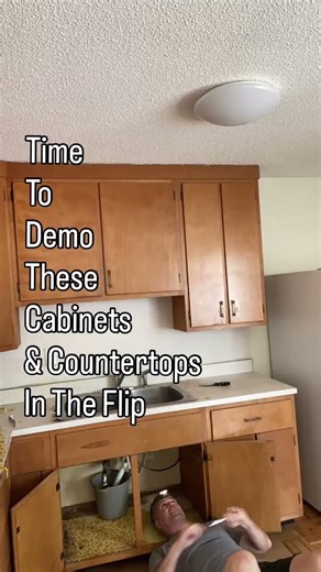 1966 Kitchen Demo | Removing Old Cabinets & Countertops #short #fliphouse