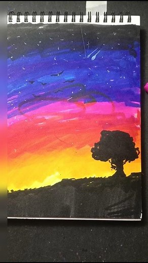 How to make scenery with brush pens 🖌️ ll brush pens ll #shorts #art #drawing
