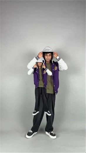 Throwback Prep LA Lakers Purple Hooded Jacket #nyamericanjacket #streetwear #leatherjacket #outfit