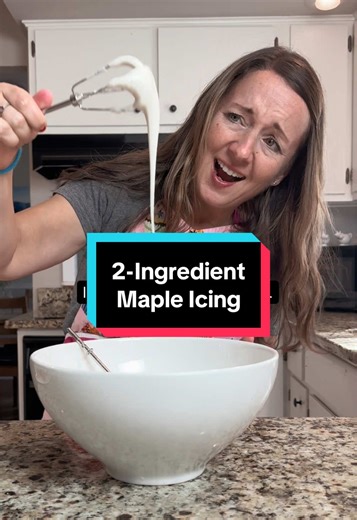 This saved dessert tonight 🤍 I didn’t have time to make a full dessert, so I did this instead. This maple icing is smooth, creamy, and comes together in minutes with just two ingredients. No butter, no milk, no fuss. Creamy Maple Icing Ingredients 2 cups powdered sugar 4 tablespoons pure maple syrup plus 1 to 2 more tablespoons as needed Instructions Add powdered sugar to a bowl. Pour in 4 tablespoons maple syrup and mix until combined. Add more maple syrup one tablespoon at a time until smooth