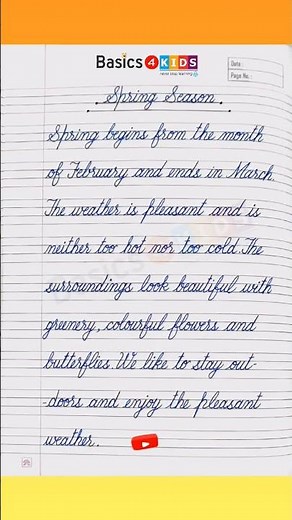 Spring season paragraph in cursive writing | cursive writing practice | improve cursive handwriting