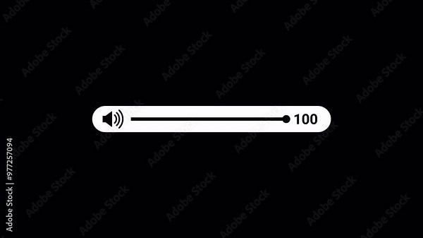 Volume up down Slider Bar animation, Mobile Volume animation in 4k, Sound volume level control on off mute button. speaker Sound setting Control Panel, Playback Music audio scroll slider.