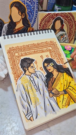 Maria on Instagram: "বসন্ত × My painting. 💛 সৃষ্টিকর্তা কাছে আমার তোমাকে চাওয়াতে হয়তো কোনো ভুল ছিল। Another new painting by me।💛✨ Voice from : @meh_edi_90 Color medium : HIMI Miya gouache 112 color set Note pad: Mont Marte Watercolour Book A5,30 Sheets 190gsm Stay connected and follow my page for more videos like this. 💥 #art #instagood #instagram #artist #reels"