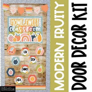 Modern Fruity Back to School Classroom Door Decor Kit