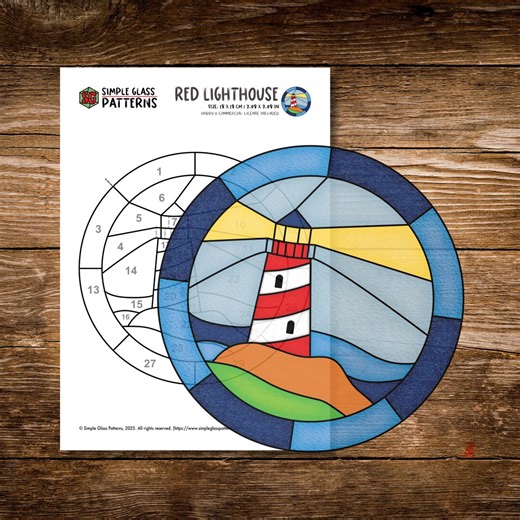 Red Lighthouse Stained Glass Pattern • Beach Suncatcher Designs for Beginners • Cricut Friendly - Etsy