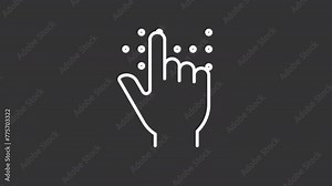 Animated braille white icon. Writing system line animation. Touch reading for people with disability. Black illustration on white background. HD video with alpha channel. Motion graphic